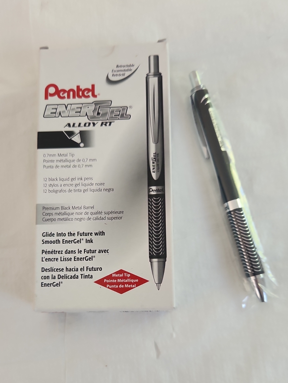 Pens Gel Retractable Rtx Energel Black barrel INK each individual wrapped box 12